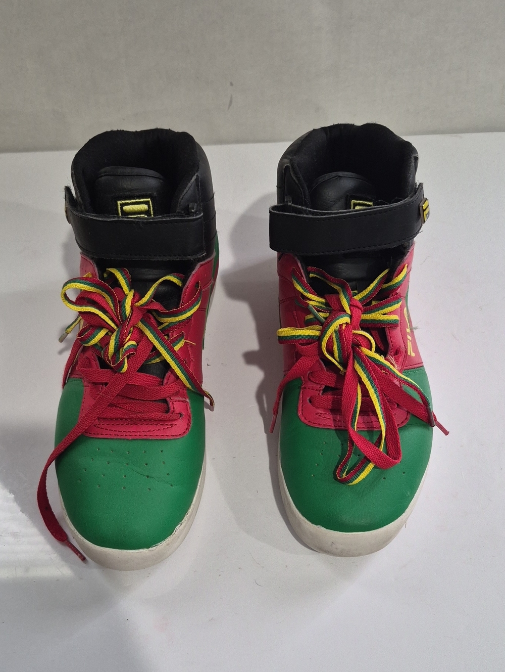 Fila Men's High-Top Sneakers in Green & Red with Black Accents Size 8.5
